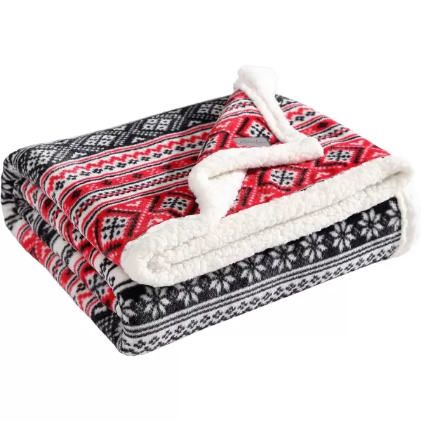 Eddie Bauer  Throw Blanket Super Soft Reversible Sherpa Fleece Bedding Ideal Christmas ampamp White Elephant Gifts Cozy Plaid Home Decor Fair Isle Peak ThrowFair Isle RedBlack