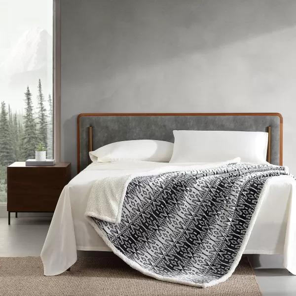 Eddie Bauer  Throw Blanket Super Soft Reversible Sherpa Fleece Bedding Ideal Christmas ampamp White Elephant Gifts Cozy Plaid Home Decor Fair Isle Peak ThrowSan Juan Grey