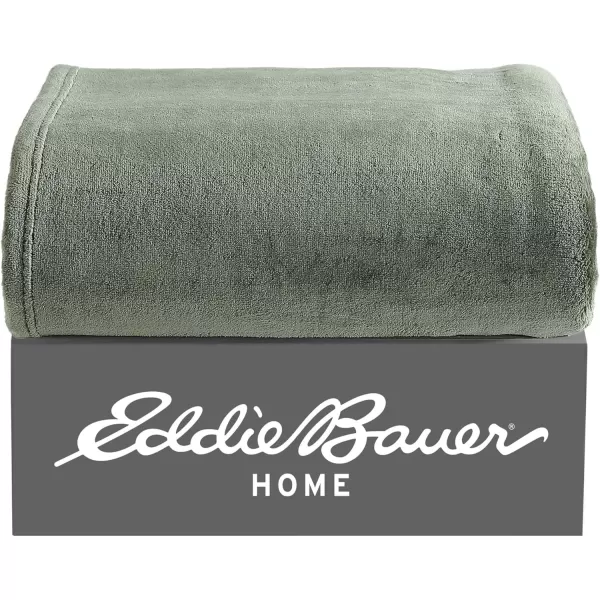 Eddie Bauer  Throw Blanket Ultra Soft Fleece Bedding Ideal Christmas ampamp White Elephant Gifts Luxuriously Plush Cozy Plaid Home Decor for Bed or Couch Ultra Lux Solid Grey 50quot x 60quotGreen