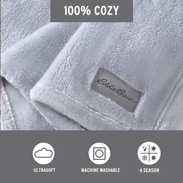 Eddie Bauer  Throw Blanket Ultra Soft Fleece Bedding Ideal Christmas ampamp White Elephant Gifts Luxuriously Plush Cozy Plaid Home Decor for Bed or Couch Ultra Lux Solid Grey 50quot x 60quotGrey