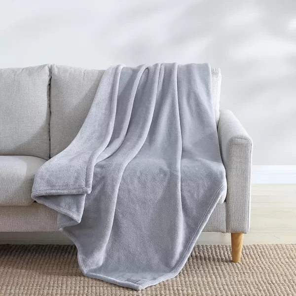 Eddie Bauer  Throw Blanket Ultra Soft Fleece Bedding Ideal Christmas ampamp White Elephant Gifts Luxuriously Plush Cozy Plaid Home Decor for Bed or Couch Ultra Lux Solid Grey 50quot x 60quotGrey