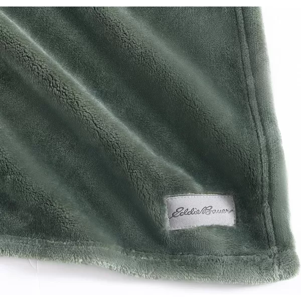 Eddie Bauer  Throw Blanket Ultra Soft Fleece Bedding Ideal Christmas ampamp White Elephant Gifts Luxuriously Plush Cozy Plaid Home Decor for Bed or Couch Ultra Lux Solid Grey 50quot x 60quotGreen