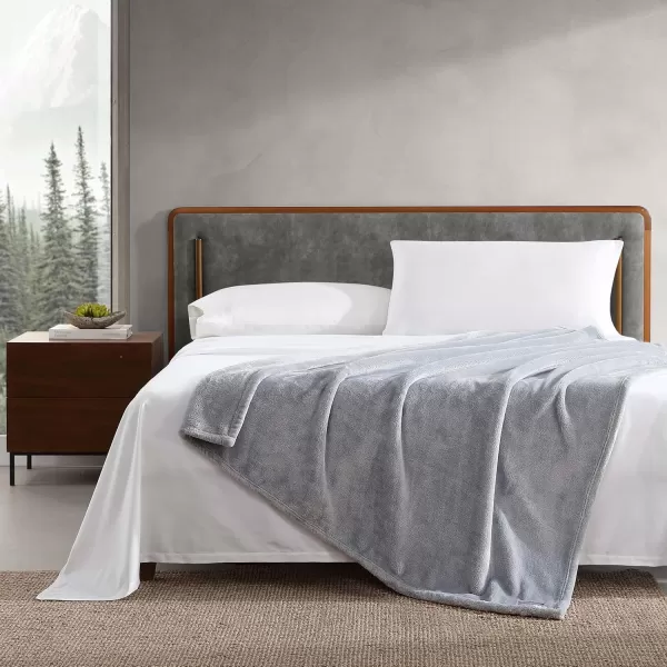 Eddie Bauer  Throw Blanket Ultra Soft Fleece Bedding Ideal Christmas ampamp White Elephant Gifts Luxuriously Plush Cozy Plaid Home Decor for Bed or Couch Ultra Lux Solid Grey 50quot x 60quotGrey