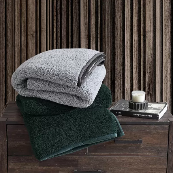 Eddie Bauer  Throw Blanket Ultra Soft Plush Sherpa Home Decor Reversible BiColored Bedding GreenWhite 50 x 60Throw Charcoal