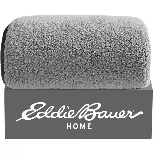 Eddie Bauer  Throw Blanket Ultra Soft Plush Sherpa Home Decor Reversible BiColored Bedding GreenWhite 50 x 60Throw Charcoal