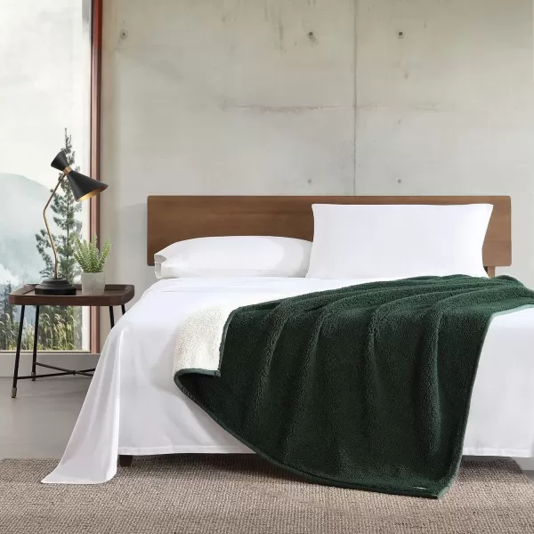 Eddie Bauer  Throw Blanket Ultra Soft Plush Sherpa Home Decor Reversible BiColored Bedding GreenWhite 50 x 60Throw Green