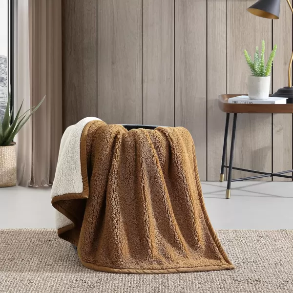 Eddie Bauer  Throw Blanket Ultra Soft Plush Sherpa Home Decor Reversible BiColored Bedding GreenWhite 50 x 60Throw Solid BrownIvory