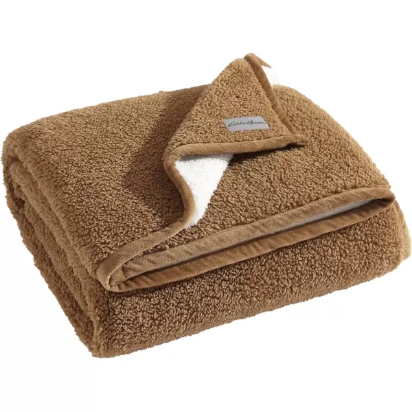 Eddie Bauer  Throw Blanket Ultra Soft Plush Sherpa Home Decor Reversible BiColored Bedding GreenWhite 50 x 60Throw Solid BrownIvory