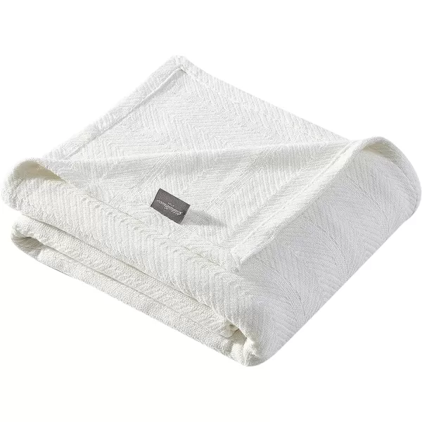 Eddie Bauer  Twin Blanket Lightweight Cotton Bedding Home Decor for All Seasons Herringbone OffWhite TwinQueen Offwhite