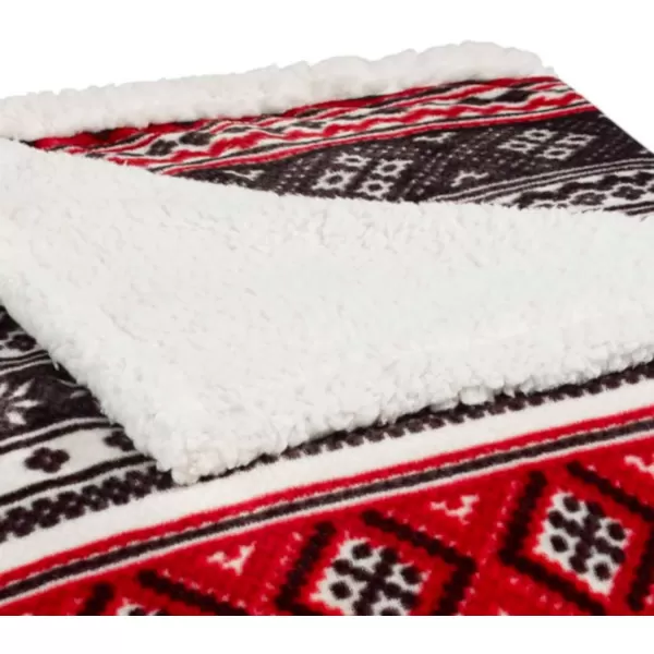 Eddie Bauer  Twin Blanket Reversible Sherpa Fleece Bedding Soft amp Cozy Home Decor Mountain Village Red TwinBlackRedWhite Twin