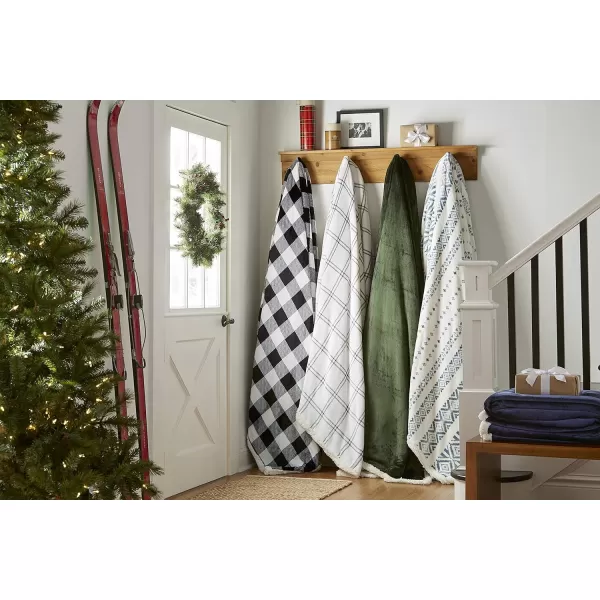 Eddie Bauer  Twin Blanket Reversible Sherpa Fleece Bedding Soft amp Cozy Home Decor Mountain Village Red TwinBunkhouse Plaid WhiteCharcoal King