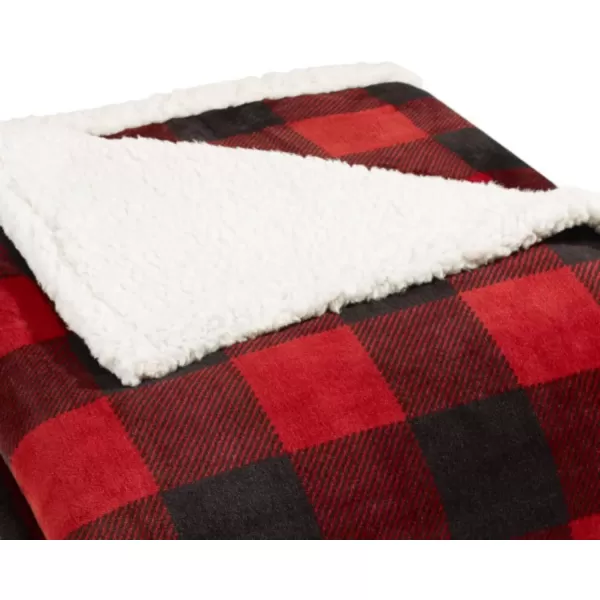 Eddie Bauer  Twin Blanket Reversible Sherpa Fleece Bedding Soft amp Cozy Home Decor Mountain Village Red TwinRed Check King