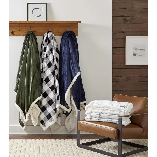 Eddie Bauer  Twin Blanket Reversible Sherpa Fleece Bedding Soft amp Cozy Home Decor Mountain Village Red TwinVail Plaid GreyIvory King