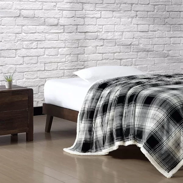 Eddie Bauer  Twin Blanket Reversible Sherpa Fleece Bedding Soft amp Cozy Home Decor Mountain Village Red TwinVail Plaid GreyIvory King