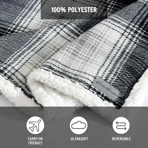 Eddie Bauer  Twin Blanket Reversible Sherpa Fleece Bedding Soft amp Cozy Home Decor Mountain Village Red TwinVail Plaid GreyIvory King