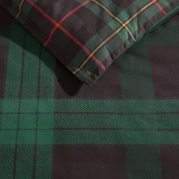 Eddie Bauer  Twin Comforter Set Cotton Reversible Bedding with Matching Sham Stylish Plaid Home Decor Woodland Tartan Green TwinKing