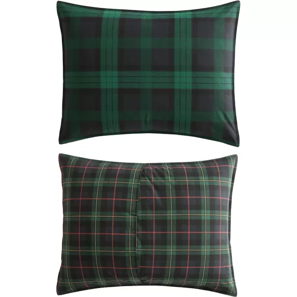 Eddie Bauer  Twin Comforter Set Cotton Reversible Bedding with Matching Sham Stylish Plaid Home Decor Woodland Tartan Green TwinKing