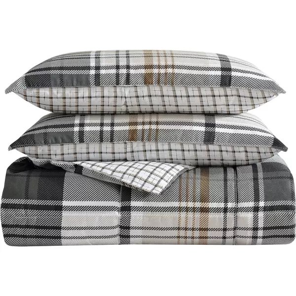 Eddie Bauer  Twin Comforter Set Plaid Reversible Bedding Stylish amp Warm Home Decor Normandy Grey TwinGreyWhiteBeigeNormandy Plaid Grey King