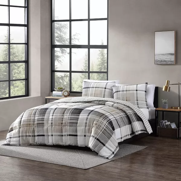 Eddie Bauer  Twin Comforter Set Plaid Reversible Bedding Stylish amp Warm Home Decor Normandy Grey TwinGreyWhiteBeigeNormandy Plaid Grey King