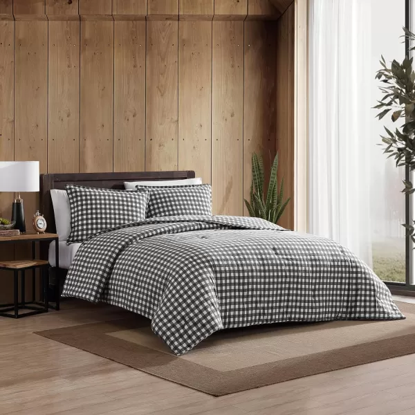 Eddie Bauer  Twin Comforter Set Reversible Cotton Bedding with Matching Sham Home Decor for Colder Months Preston Grey TwinKing