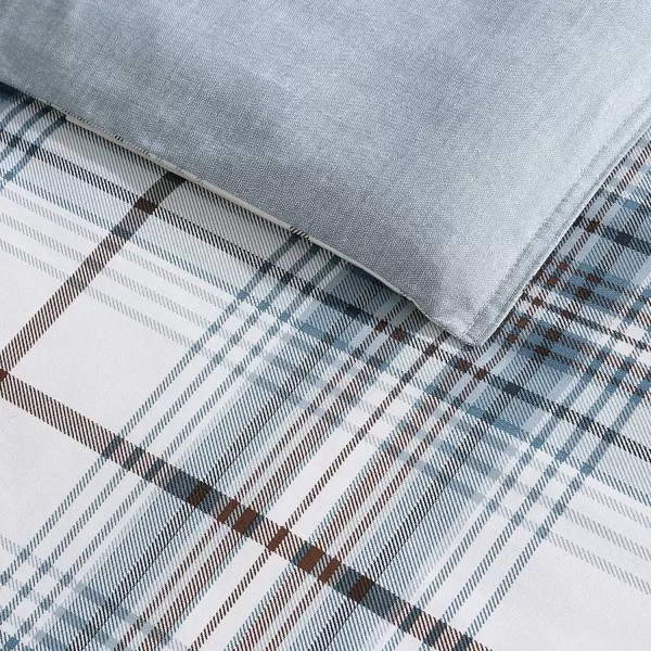 Eddie Bauer  Twin Comforter Set Reversible Cotton Bedding with Matching Sham Plaid Home Decor for All Seasons Alder BlueGrey TwinKing Alder BlueGrey