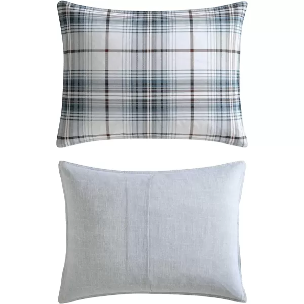 Eddie Bauer  Twin Comforter Set Reversible Cotton Bedding with Matching Sham Plaid Home Decor for All Seasons Alder BlueGrey TwinQueen Alder BlueGrey