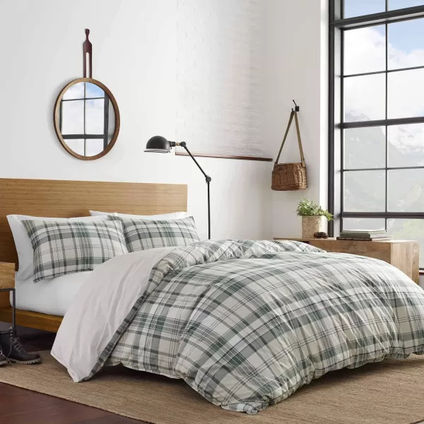 Eddie Bauer  Twin Comforter Set Reversible Cotton Bedding with Matching Sham Plaid Home Decor for All Seasons Timbers Green TwinKing