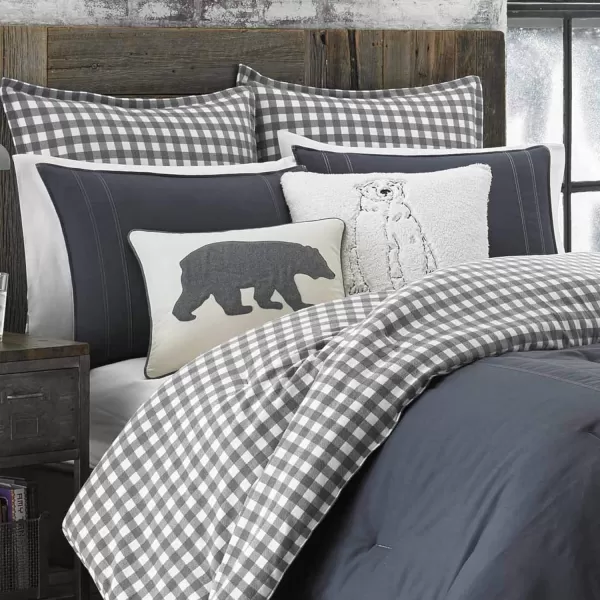 Eddie Bauer  Twin Comforter Set Reversible Cotton Bedding with Matching Sham PreWashed for Added Softness Kingston Charcoal TwinCharcoal King