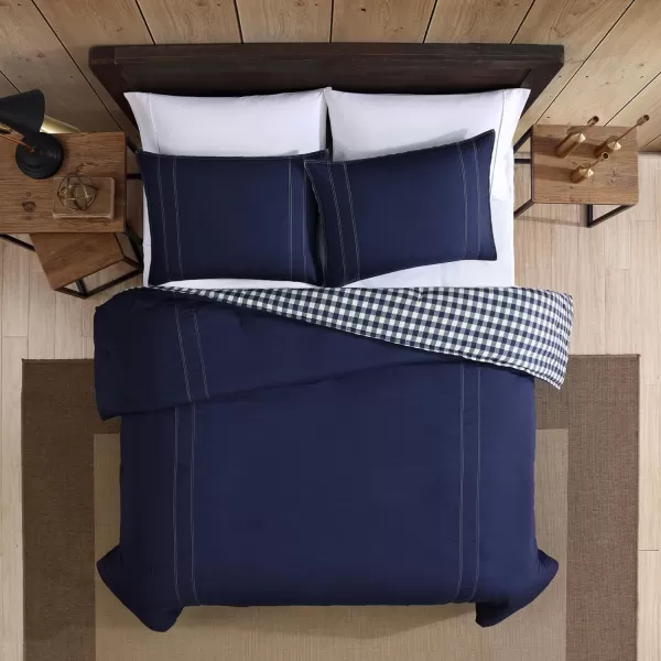 Eddie Bauer  Twin Comforter Set Reversible Cotton Bedding with Matching Sham PreWashed for Added Softness Kingston Charcoal TwinNavy King