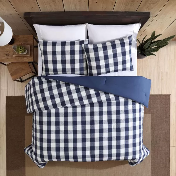 Eddie Bauer  Twin Comforter Set Reversible Cotton Bedding with Matching Sham Stylish Plaid Home Decor Lakehouse Blue TwinKing