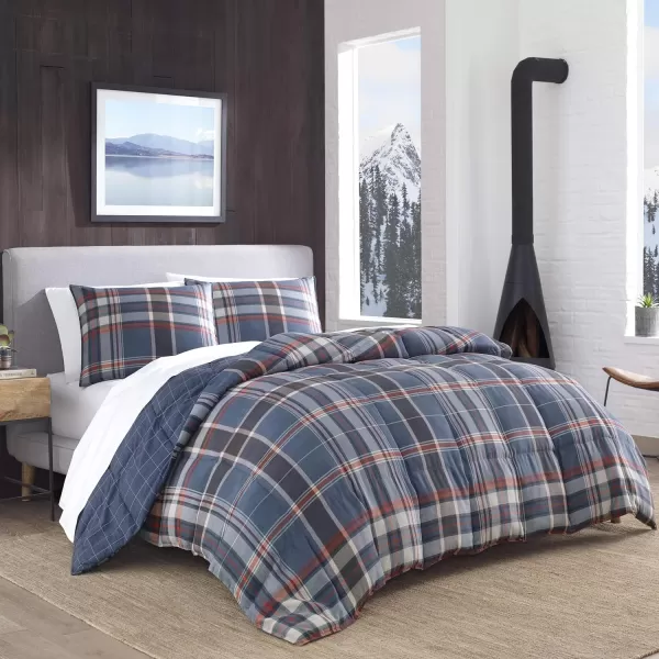 Eddie Bauer  Twin Comforter Set Reversible Down Alt Bedding with Matching Sham Home Decor for Colder Months Shasta Lake Navy TwinTwin