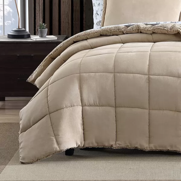 Eddie Bauer  Twin Comforter Set Reversible Sherpa Bedding with Matching Shams Cozy amp Warm Home Decor Sherwood Green TwinSherwood Brown King Lodge