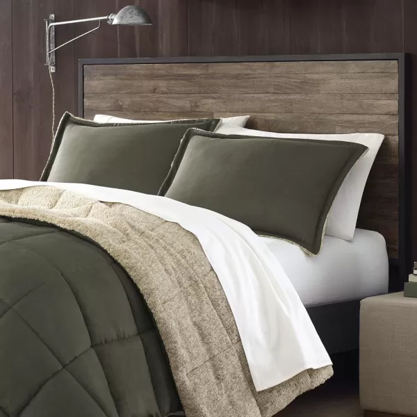 Eddie Bauer  Twin Comforter Set Reversible Sherpa Bedding with Matching Shams Cozy amp Warm Home Decor Sherwood Green TwinSherwood Green Queen Lodge