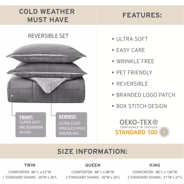 Eddie Bauer  Twin Comforter Set Reversible Sherpa Bedding with Matching Shams Cozy ampamp Warm Home Decor Sherwood Brown TwinSherwood Brown