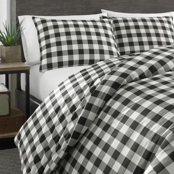 Eddie Bauer  Twin Duvet Cover Set Cotton Reversible Bedding Buffalo Plaid Home Decor for All Seasons RedBlack TwinComforter Set King Black Check