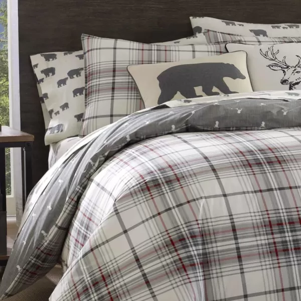 Eddie Bauer  Twin Duvet Cover Set Cotton Reversible Bedding with Matching Sham Plaid Home Decor for All Seasons Alder CharcoalRed TwinKing Comforter Set