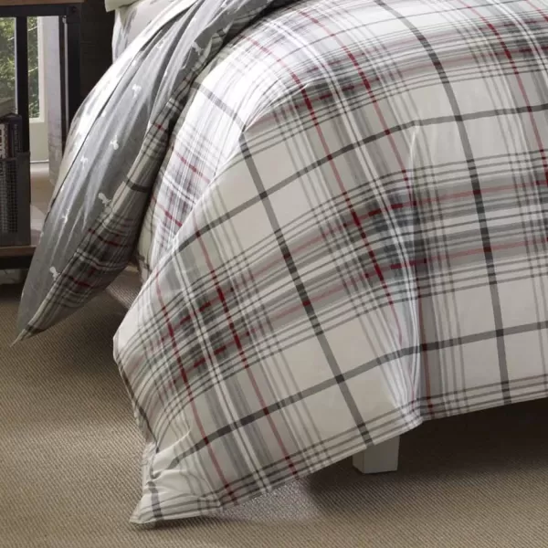 Eddie Bauer  Twin Duvet Cover Set Cotton Reversible Bedding with Matching Sham Plaid Home Decor for All Seasons Alder CharcoalRed TwinKing Comforter Set