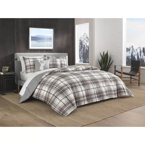 Eddie Bauer  Twin Duvet Cover Set Cotton Reversible Bedding with Matching Sham Plaid Home Decor for All Seasons Alder CharcoalRed TwinKing Duvet Set