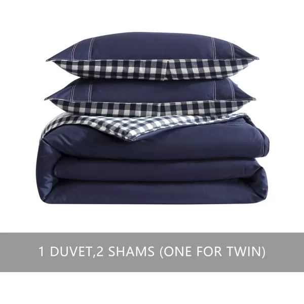 Eddie Bauer  Twin Duvet Cover Set Cotton Reversible Bedding with Matching Sham Stylish Home Decor Kingston Charcoal TwinQueen Navy