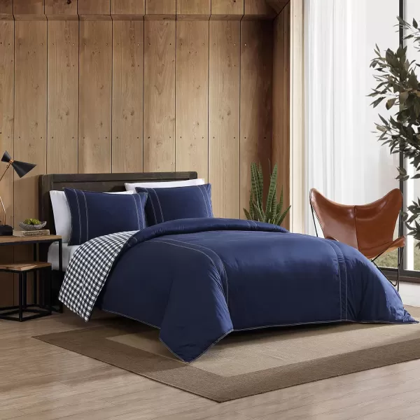 Eddie Bauer  Twin Duvet Cover Set Cotton Reversible Bedding with Matching Sham Stylish Home Decor Kingston Charcoal TwinTwin Navy