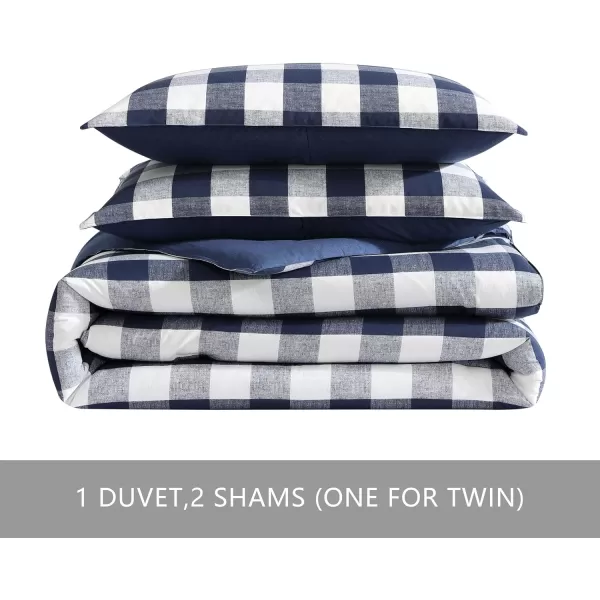 Eddie Bauer  Twin Duvet Cover Set Reversible Cotton Bedding with Matching Sham Stylish Plaid Home Decor Lakehouse Blue TwinQueen