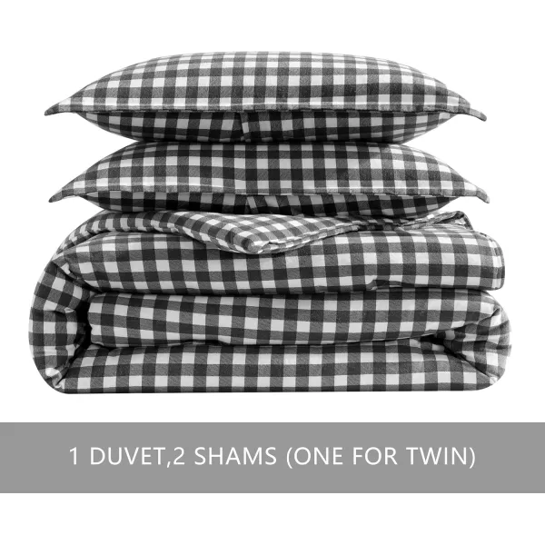 Eddie Bauer  Twin Duvet Cover Set Reversible Flannel Bedding with Matching Sham Home Decor for Colder Months Preston Grey TwinKing