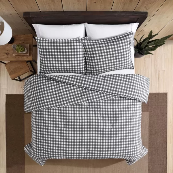 Eddie Bauer  Twin Duvet Cover Set Reversible Flannel Bedding with Matching Sham Home Decor for Colder Months Preston Grey TwinQueen