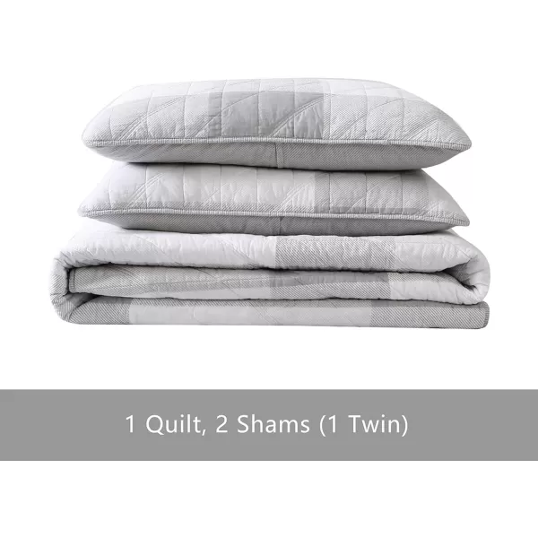 Eddie Bauer  Twin Quilt Set Cotton Reversible Bedding with Matching Sham Medium Weight Home Decor Boulder Grey TwinKing Grey