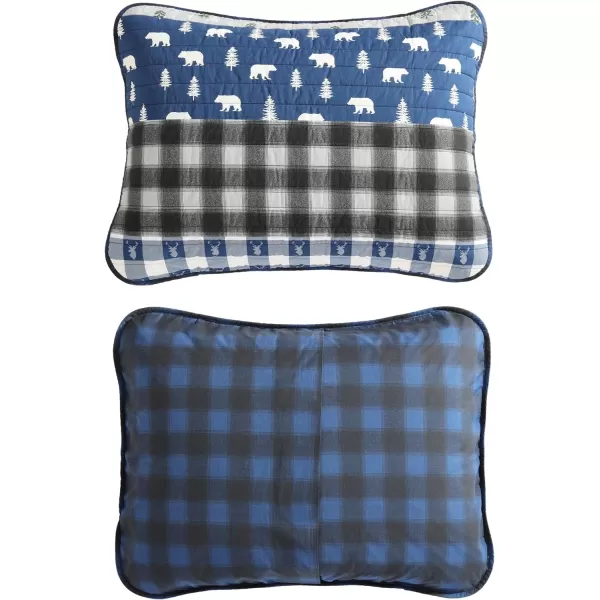 Eddie Bauer  Twin Quilt Set Reversible Cotton Bedding with Matching Sham Lightweight Home Decor for All Seasons Blue Creek Navy TwinKing Navy