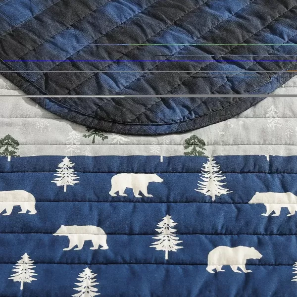 Eddie Bauer  Twin Quilt Set Reversible Cotton Bedding with Matching Sham Lightweight Home Decor for All Seasons Blue Creek Navy TwinQueen Navy