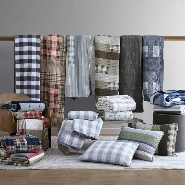 Eddie Bauer  Twin Quilt Set Reversible Cotton Bedding with Matching Sham Lightweight Home Decor for All Seasons Eastmont Navy TwinQueen Navy
