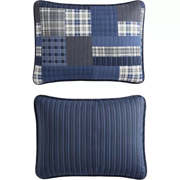 Eddie Bauer  Twin Quilt Set Reversible Cotton Bedding with Matching Sham Lightweight Home Decor for All Seasons Eastmont Navy TwinQueen Navy