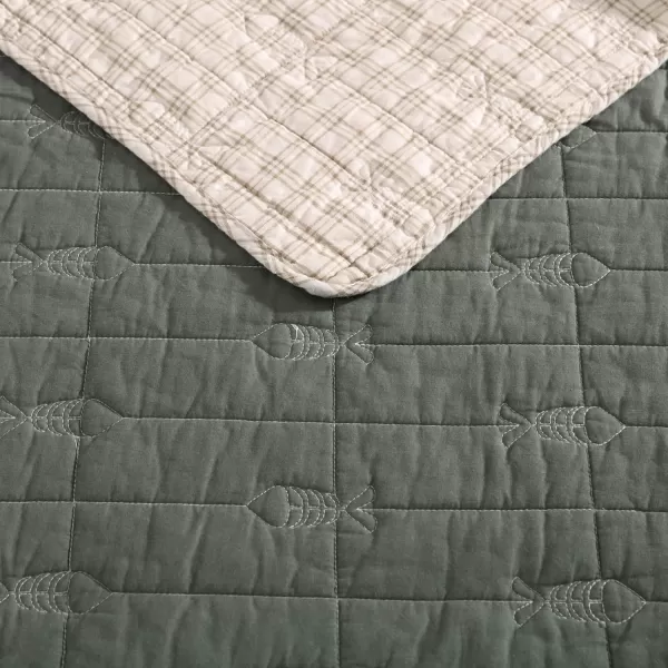 Eddie Bauer  Twin Quilt Set Reversible Cotton Bedding with Matching Sham Lightweight Home Decor for All Seasons Troutdale Green TwinKing