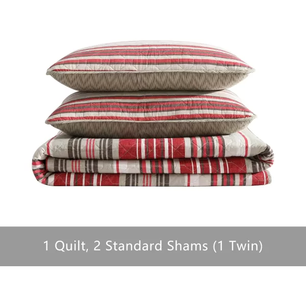 Eddie Bauer  Twin Quilt Set Reversible Cotton Bedding with Matching Sham Lightweight Home Decor for All Seasons Yakima Red TwinYakima Red King